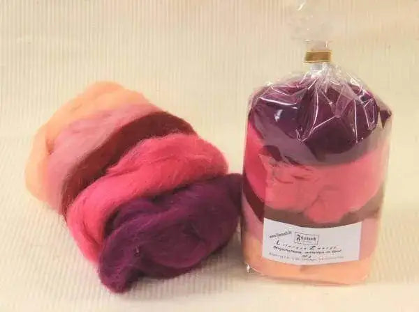 Bergschafwolle Lila-rosa Zwerge 50g Filzrausch