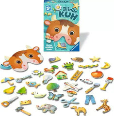 Blinde Kuh Spiel mit bunten Holzfiguren für Kinder ab 3 Jahren, nachhaltiges Lernspielzeug