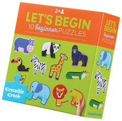 Crocodile Creek Tierpuzzle für Kleinkinder ab 2 Jahren, 10 einfache Puzzles mit bunten Tieren