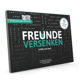 Spiel 'Freunde versenken' – nachhaltiges Gesellschaftsspiel mit Namen und Anti-Schummel-Aufsteller