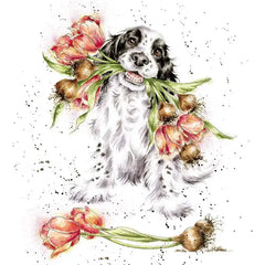 Grußkarte - Blooming with Love - Hund mit Blumen - 91333360 Wrendale