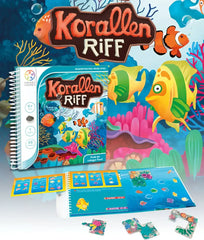 Magnetisches Reisespiel Korallenriff mit bunten Fischen und Unterwasserwelt von kunstundspiel