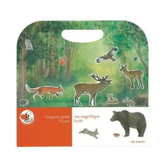 Egmont Magnetspiel Wald mit Magnettieren Fuchs, Hirsch, Bär, Eichhörnchen, Eule und Hasen auf grünem Waldhintergrund