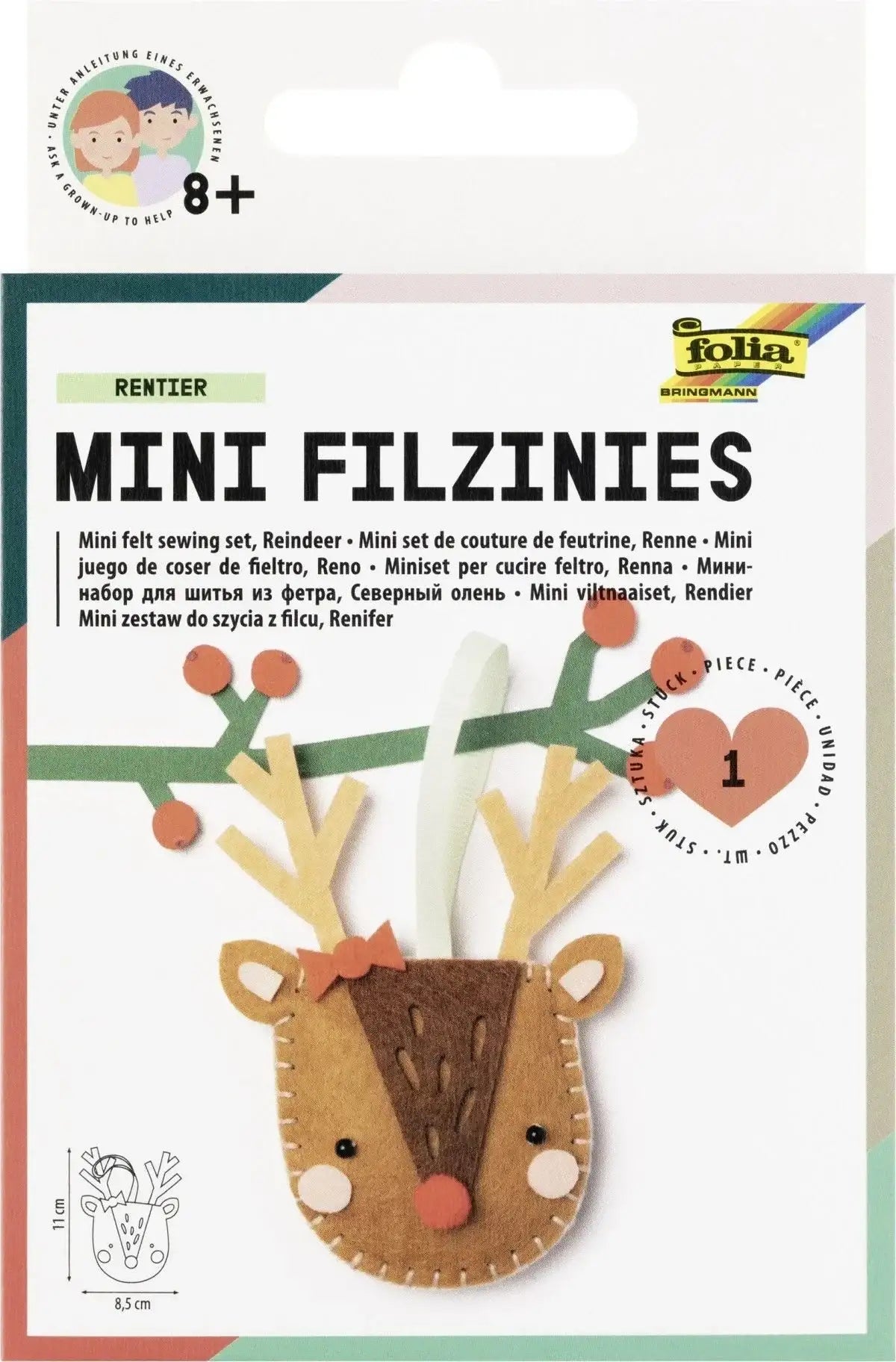 folia-bastelartikel-mini-filzinies-rentier-17-teilig - kunstundspiel