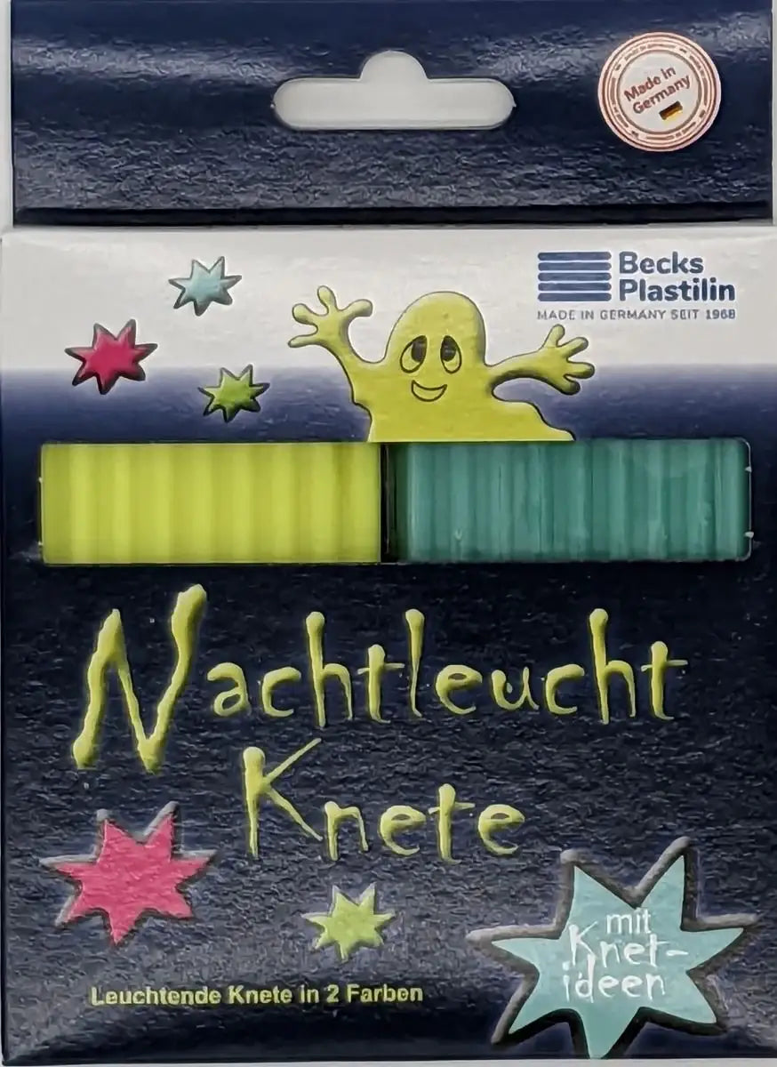 Nachtlicht Knete von Becks Plastilin, leuchtende Knete in 2 Farben, Made in Germany