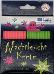 Nachtleucht-Knete in 2 Farben, leuchtende Knete mit Knet-Ideen, Made in Germany