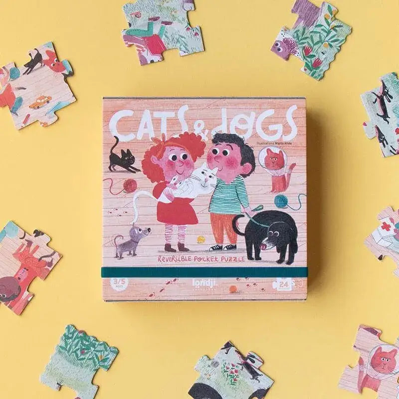 Puzzle 24 Teile - Pocket Cats & Dogs - doppelseitig bedruckt Londji