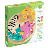 Bunte Holzpuzzle mit Tiermotiven von Djeco, ideal für Kinder ab 2 Jahren – nachhaltiges Spielzeug