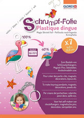 Schumpf-Folie für Basteln: Schlüsselanhänger, Magnete, Deko – 7 Blatt, 14,8 x 20,8 cm, 150-175°C