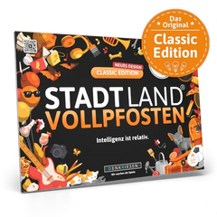 STADTLAND VOLLPFOSTEN Classic Edition Spielbox mit bunten Illustrationen und nachhaltigem Design