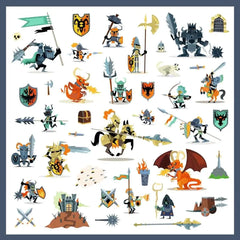 160 Glitzer-Sticker Ritter