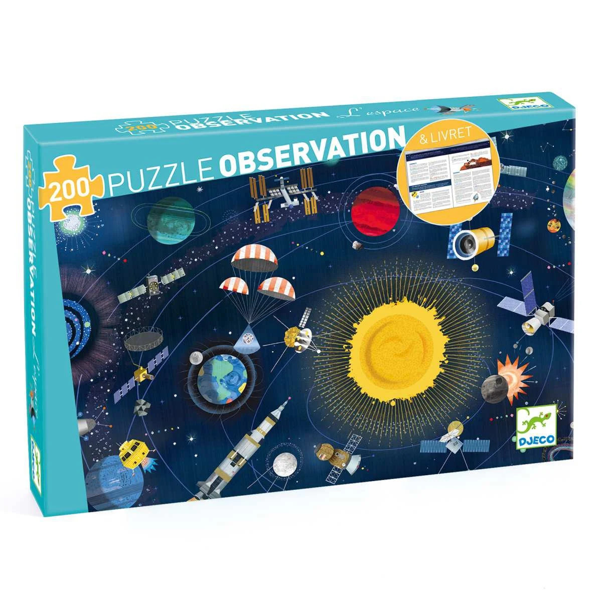 200-teiliges Weltraum-Puzzle mit Sonne, Planeten & Satelliten für Kinder – Lernspielzeug mit Begleitheft