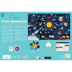 L'espace Puzzle Observation: 200 Teile, Weltraumthema mit Sonne, Planeten & Raumschiffen, ab 6 Jahren, nachhaltig
