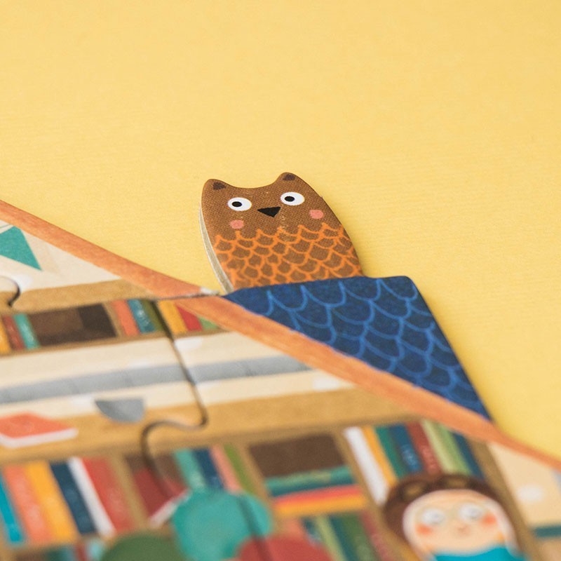 Bastelset mit Eule und Bücherregal, nachhaltiges Kinderbasteln