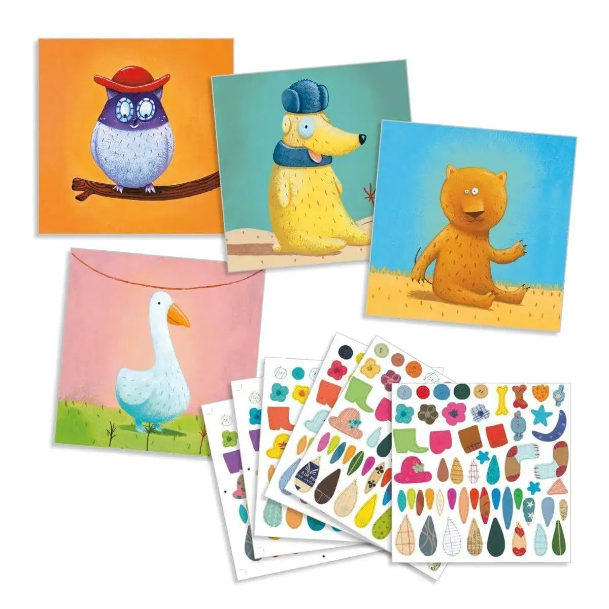 Basteln mit Stickern Tiere Djeco