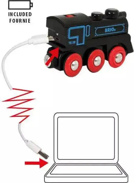 BRIO Schwarze Akku Lok mit USB Brio