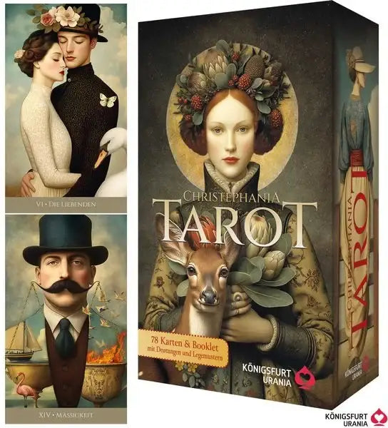 christephania-tarot-78-farbige-tarotkarten-und-ein-176-seitiges-booklet-mit-deutungen-und-legungen-nostalgisches-hochwertiges-tarotdeck-set-mit-diversen-artikeln-christiane-neumann - kunstundspiel 