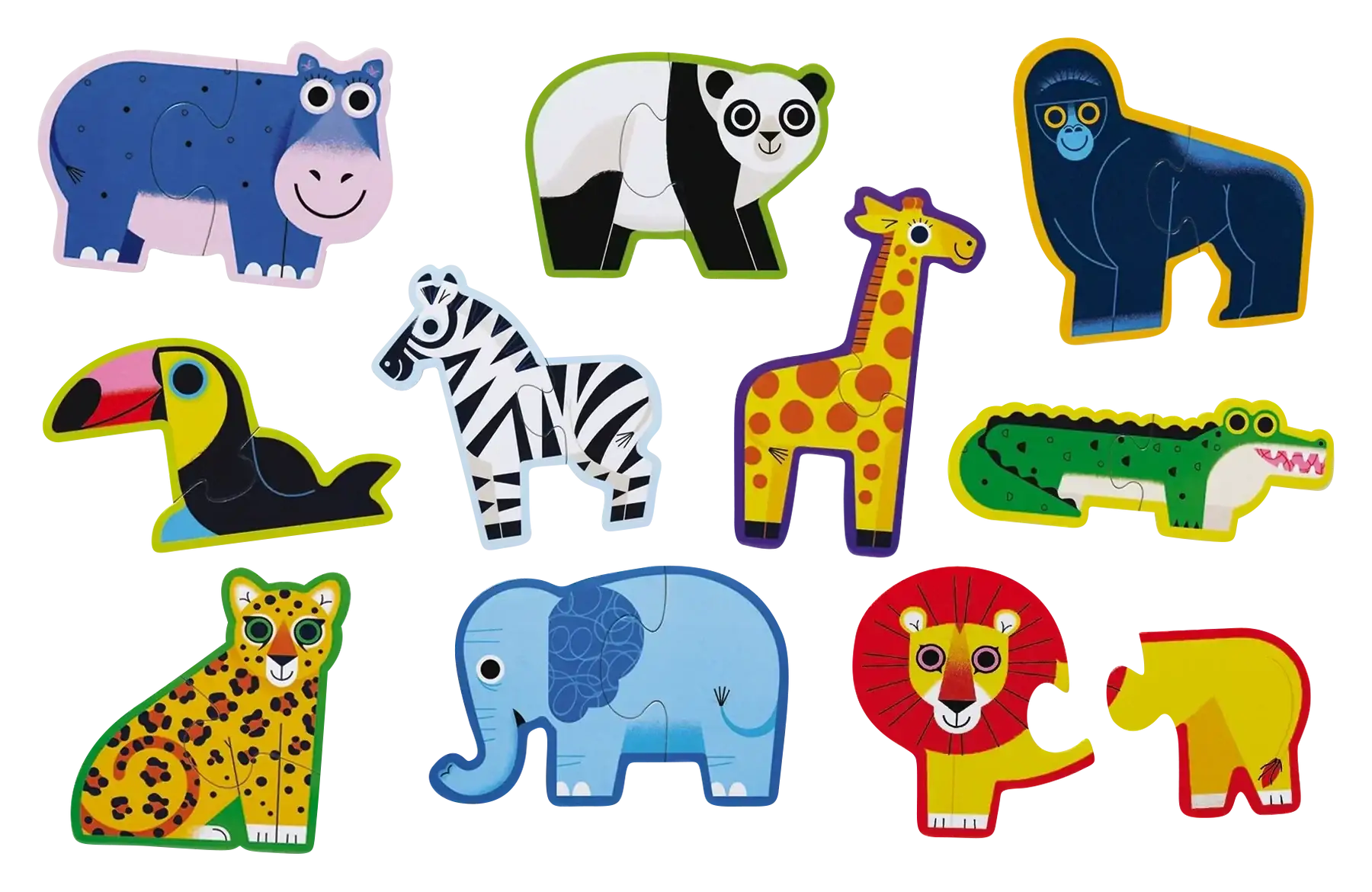 Bunte Tierpuzzle für Kinder: Elefant, Giraffe, Panda & mehr – nachhaltiges Lernspielzeug