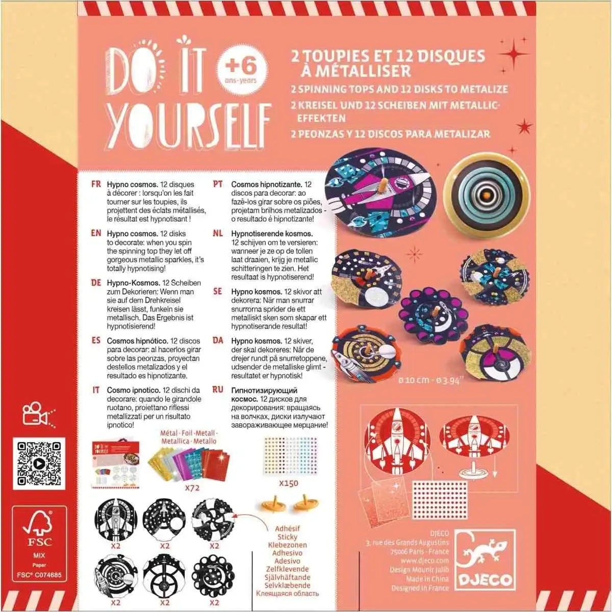 DIY-Metallisierungsset mit 2 Kreiseln & 12 Scheiben für Kinder ab 6 Jahren – kreatives Bastel- & Spielzeug