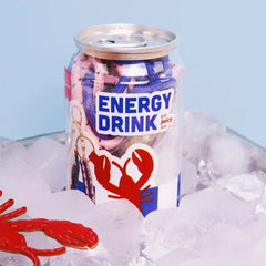 DIY Energy Drink Kit mit bunten Schnüren und Hummer-Motiv, perfekt für kreative Bastelprojekte