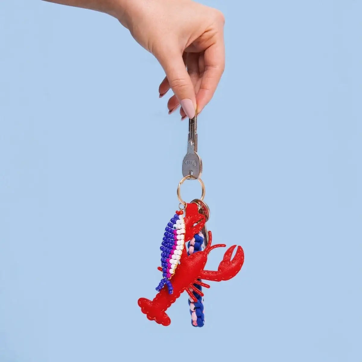 Roter Hummer-Schlüsselanhänger mit Perlen, nachhaltiges Spielzeug & Geschenkidee