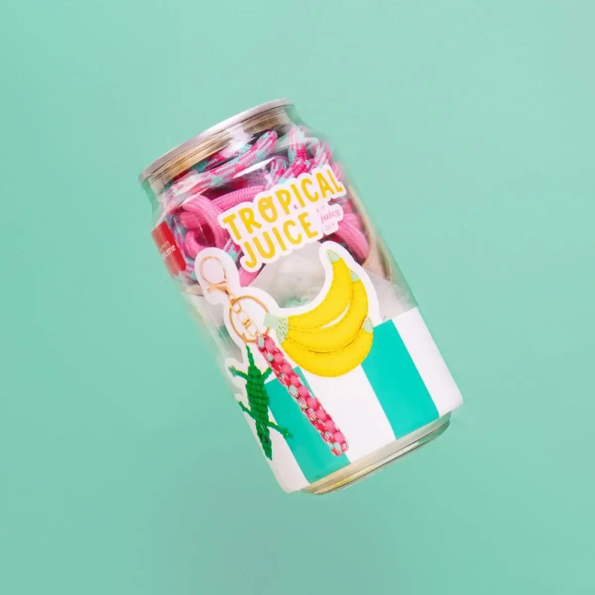 Tropical Juice DIY Bastelset mit bunten Schnüren und Anhängern in Dosenverpackung