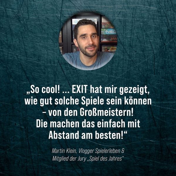 Martin Klein, Vlogger Spiel erleben, lobt EXIT-Spiele als hochwertig und spannend für Großmeister