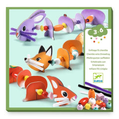 Bunte Tierfiguren zum Auffädeln für Kinder 3-6 Jahre, nachhaltiges Spielzeug mit Holzperlen