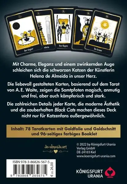 golden-black-cat-tarot-hochwertige-stuelpdeckelschachtel-mit-goldfolie-gebundene-ausgabe-helena-de-almeida1 - kunstundspiel 
