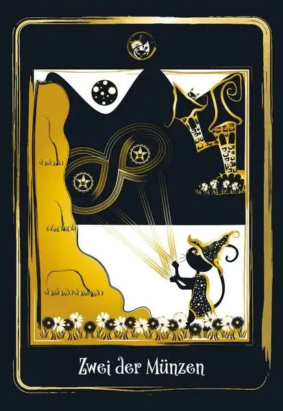golden-black-cat-tarot-hochwertige-stuelpdeckelschachtel-mit-goldfolie-gebundene-ausgabe-helena-de-almeida3 - kunstundspiel 