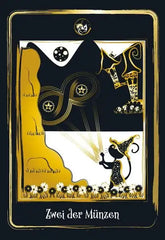 golden-black-cat-tarot-hochwertige-stuelpdeckelschachtel-mit-goldfolie-gebundene-ausgabe-helena-de-almeida3 - kunstundspiel 