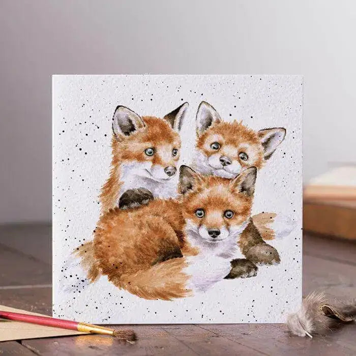 Grußkarte - Drei Fuchsbabys Wrendale