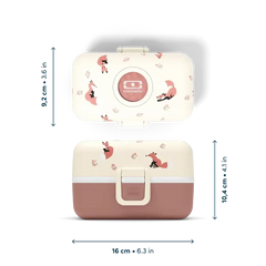 Kinder Lunchbox Tresor Fuchs von monbento, creme-rosa mit Fuchs-Motiven, kunstundspiel