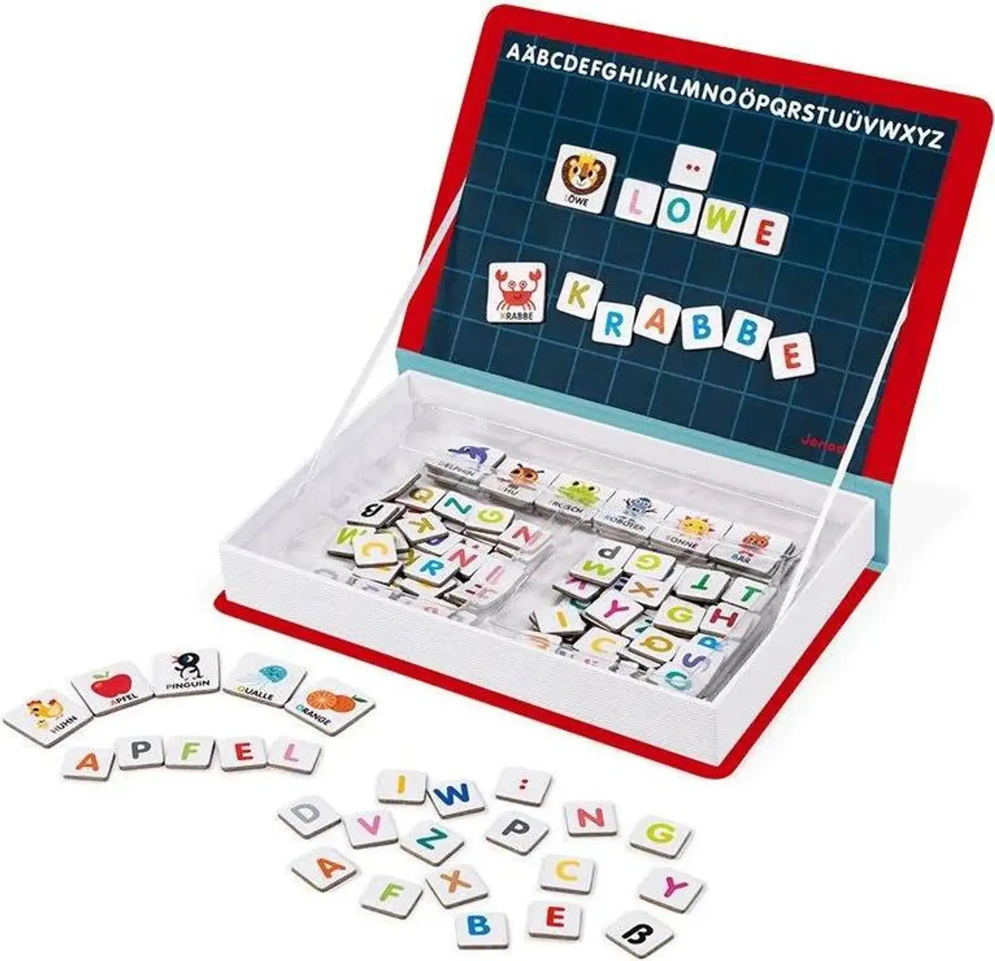 Buchstaben-Spielzeug mit Tier- und Obstbildern für kindgerechtes Lernen und Spielen