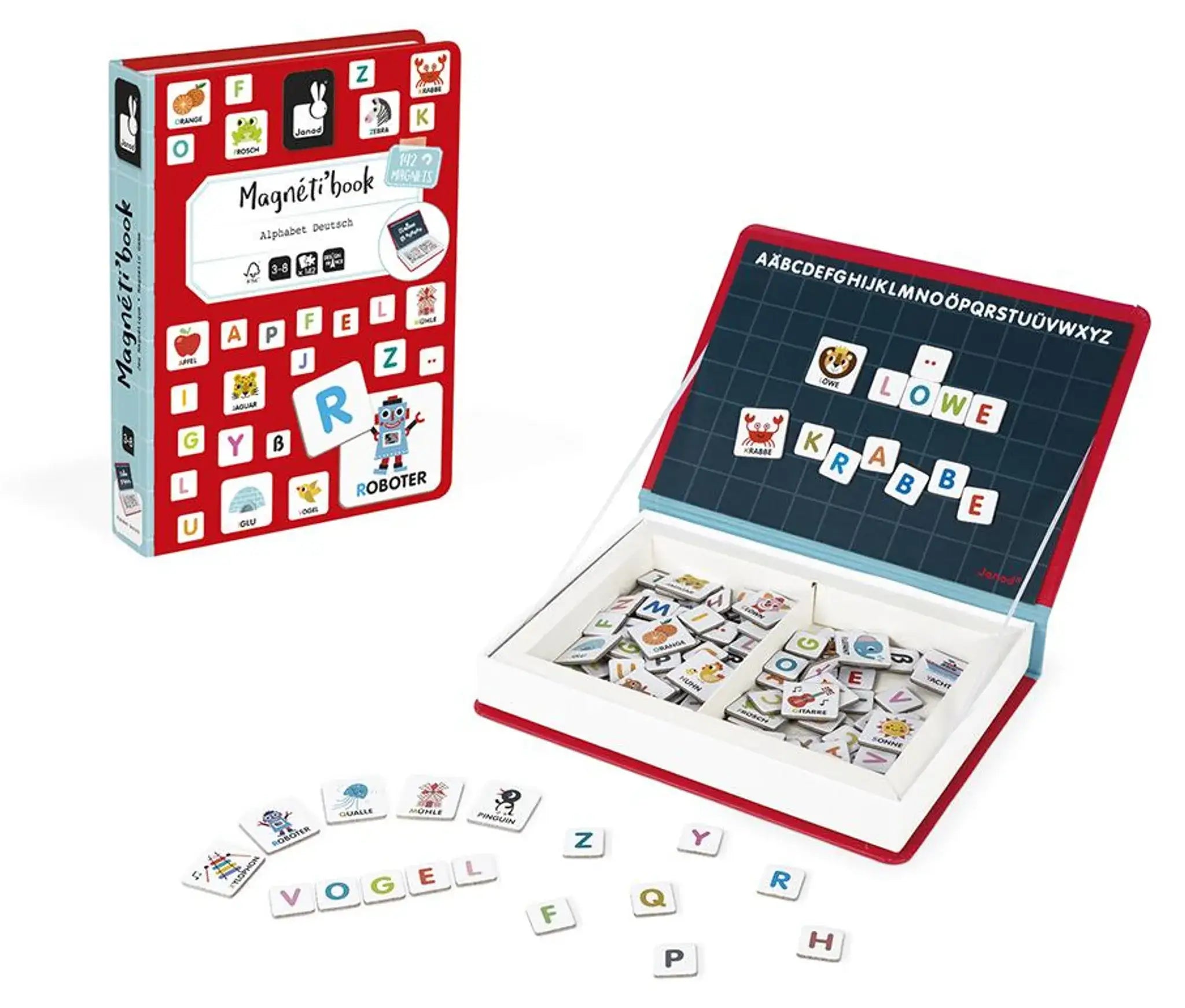 Magnetisches Alphabet-Spielbuch für Kinder, Lernen mit Buchstaben und Bildern, ideal für Vorschule und Grundschule