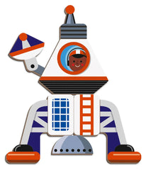 Bunter Kinder-Raumfahrer-Spielzeug mit Astronautenfigur und Raketen-Design