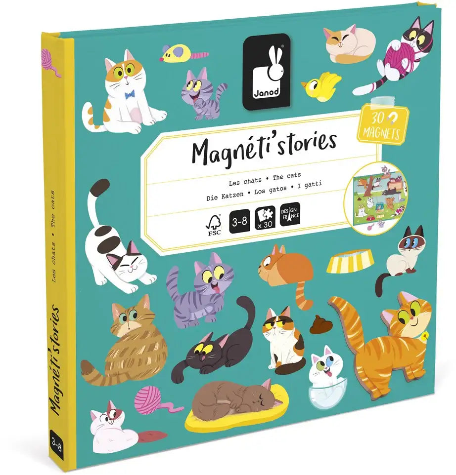 Magneti'stories Katzen-Spielzeug mit 30 Magneten für Kinder 3-8 Jahre, nachhaltig und bunt gestaltet