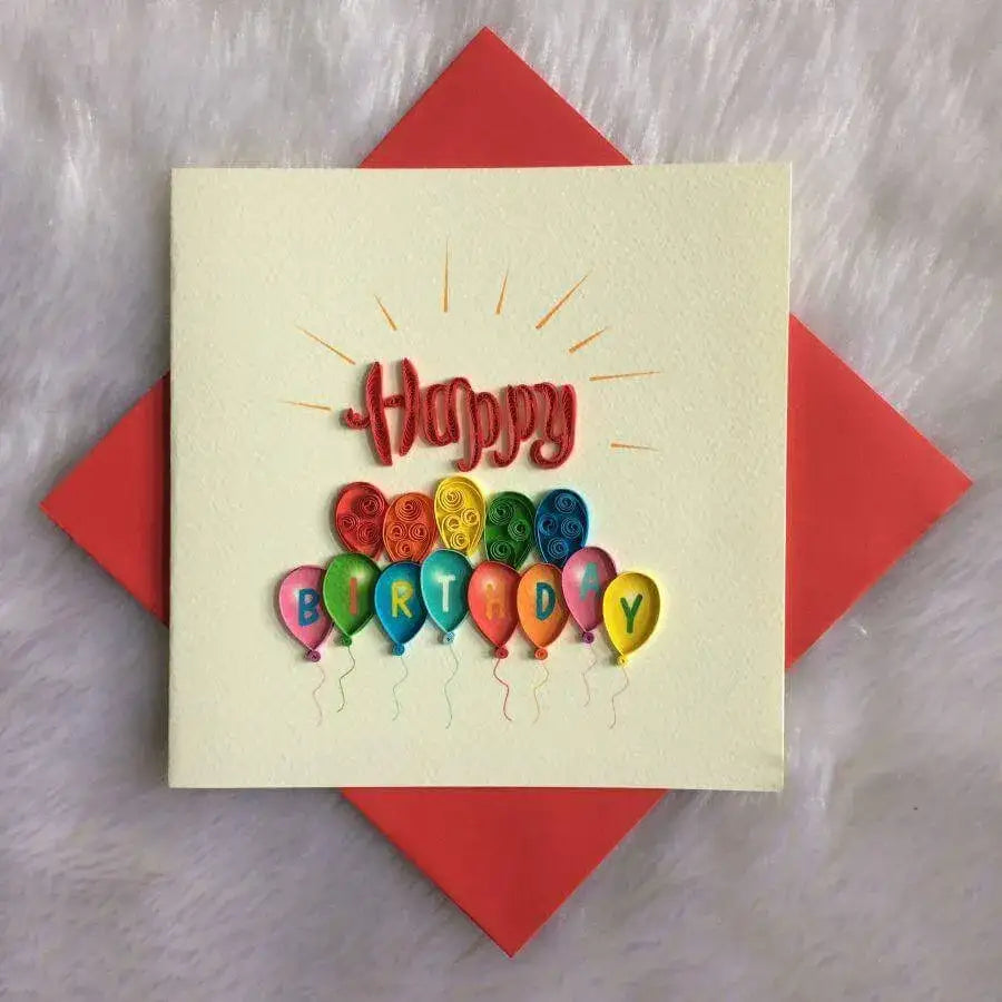 Origamo Karte - Happy Birthday Luftballons Paladise
