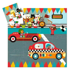 Puzzle 16 Teile - Das Rennauto Djeco