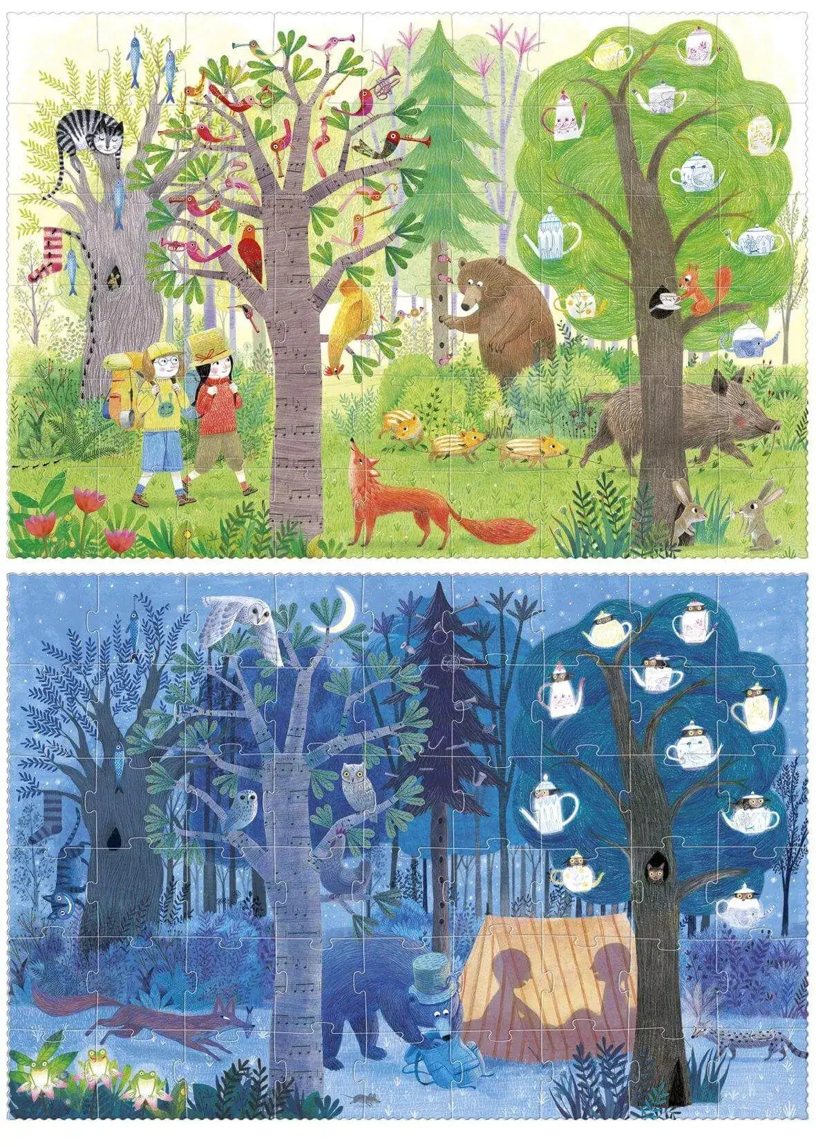 Puzzle 54 Teile - Tag & Nacht - doppelseitig Londji