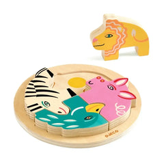 Holz-Puzzle mit Tiermotiven: Zebra, Nilpferd, Löwe – nachhaltiges Kinder-Spielzeug für Lernspiele und Basteln