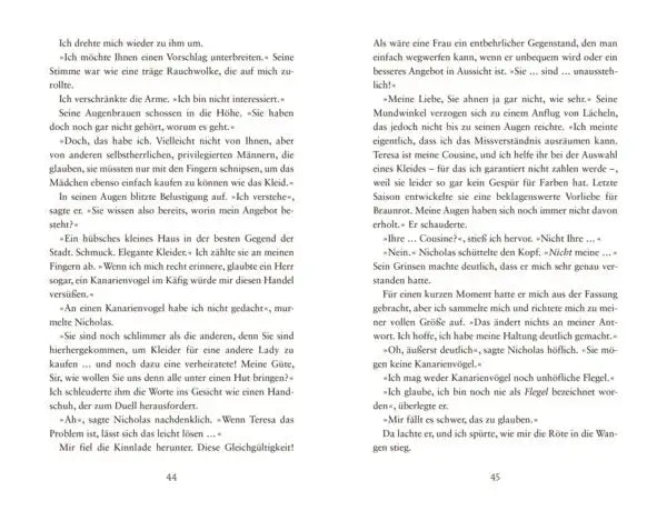 Offene Buchseiten mit deutschem Text, Kapitel 44 und 45, ideal für Kinderbücher und Leseförderung
