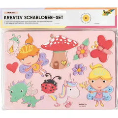 Schablonen Set kreativ Prinzessin, Schmetterling, Einhorn, Meerjungfrau - 40613 Folia
