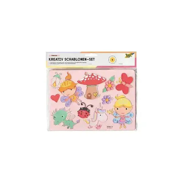 Schablonen Set kreativ Prinzessin, Schmetterling, Einhorn, Meerjungfrau - 40613 Folia