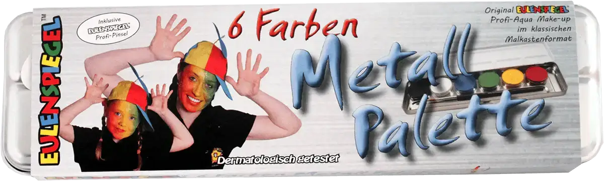 Schminkfarben 6er Metall-Palette Eulenspiegel