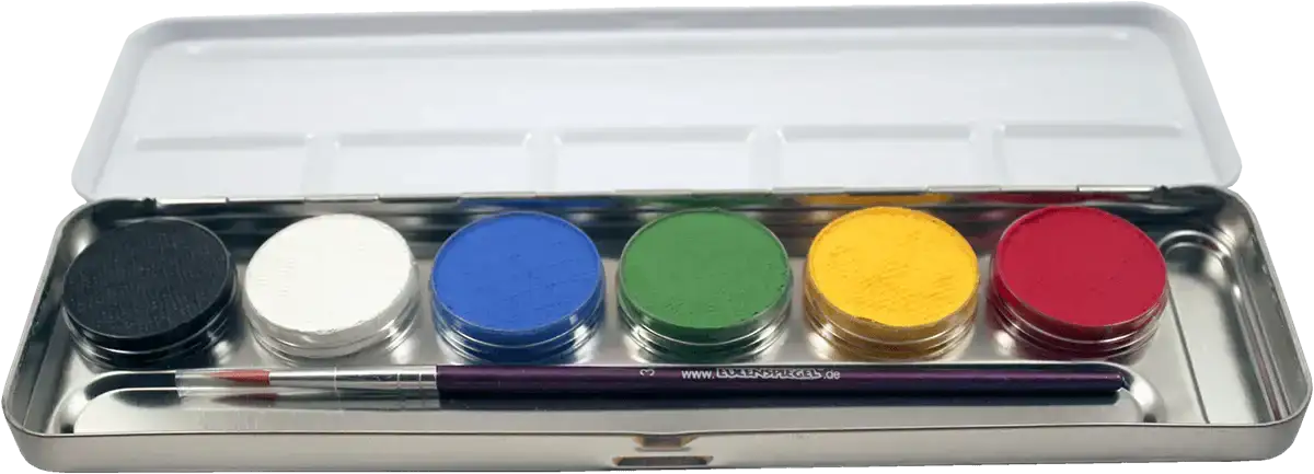Schminkfarben 6er Metall-Palette Eulenspiegel