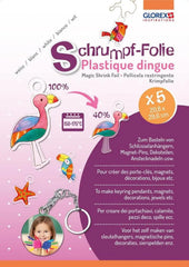 Schumpf-Folie zum Basteln von Schlüsselanhängern, Magneten & Deko – bunte Vogel- und Sternformen, kinderfreundlich