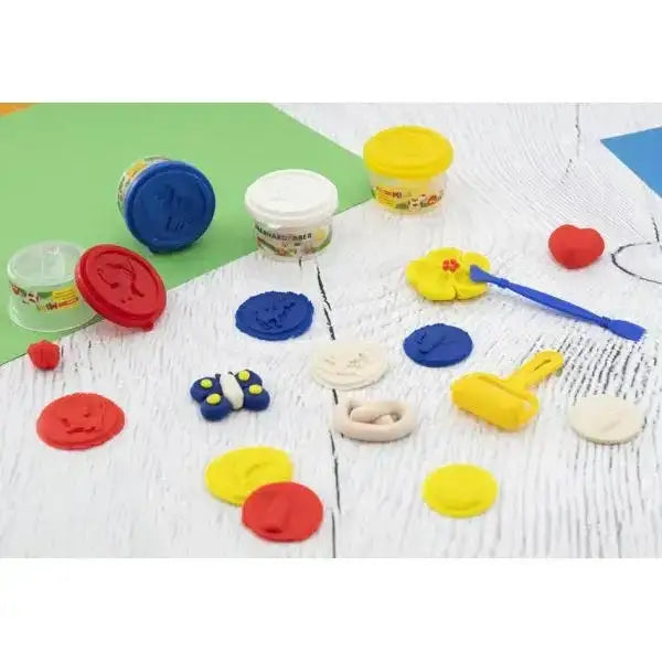 Spielknete mini 4 Knete mit 8 Stempelmotiven und Modellierwerkzeug - Eberhard Faber