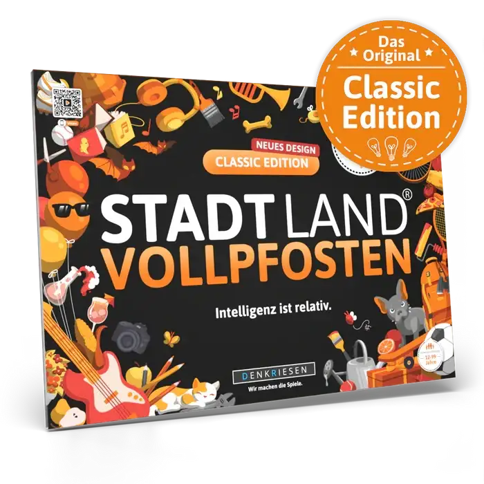 STADTLAND VOLLPFOSTEN Classic Edition Spielbox mit bunten Illustrationen und nachhaltigem Design