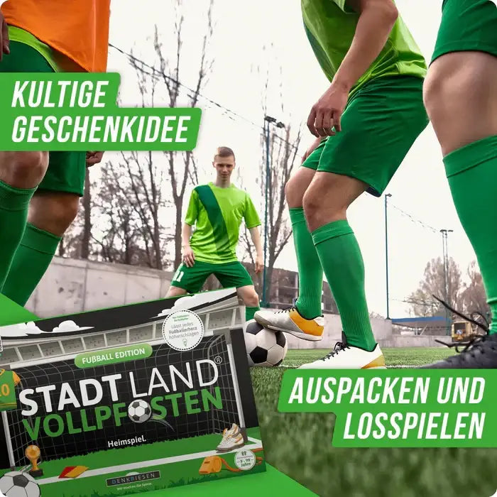 Stadt Land Vollpfosten Fußball-Edition Spielzeug für Kinder – kultige Geschenkidee zum Auspacken & Losspielen